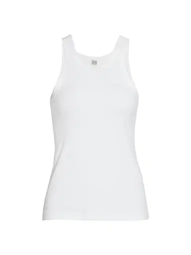 TOTEME Women's Curved Rib Tank Top - White - Size Large | Thumbnail 1