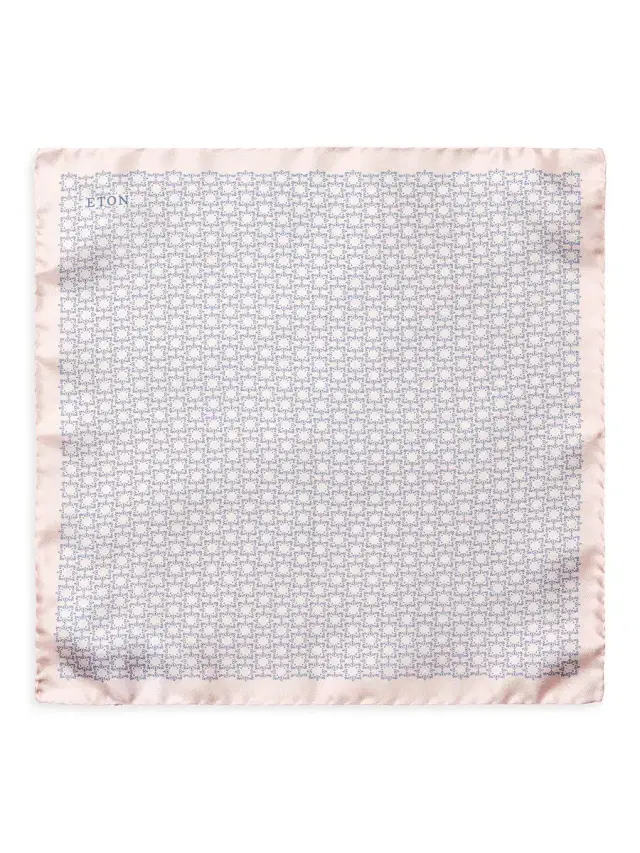 Men's Geometric Silk Pocket Square - Pink