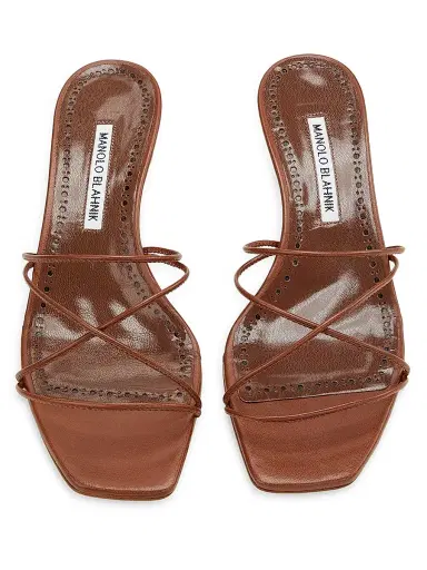 Manolo Blahnik Women's Ninfemu 50MM Leather Strappy Sandals - Brown - Size 11 | Thumbnail 4 Manolo Blahnik Women's Ninfemu 50MM Leather Strappy Sandals - Brown - Size 11 | Thumbnail 4