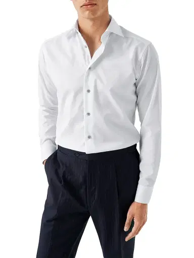 Eton Men's Contemporary-Fit Twill Dress Shirt with Grey Details | Thumbnail 3 Eton Men's Contemporary-Fit Twill Dress Shirt with Grey Details | Thumbnail 3