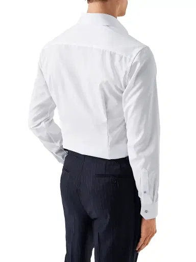 Eton Men's Contemporary-Fit Twill Dress Shirt with Grey Details | Thumbnail 4 Eton Men's Contemporary-Fit Twill Dress Shirt with Grey Details | Thumbnail 4