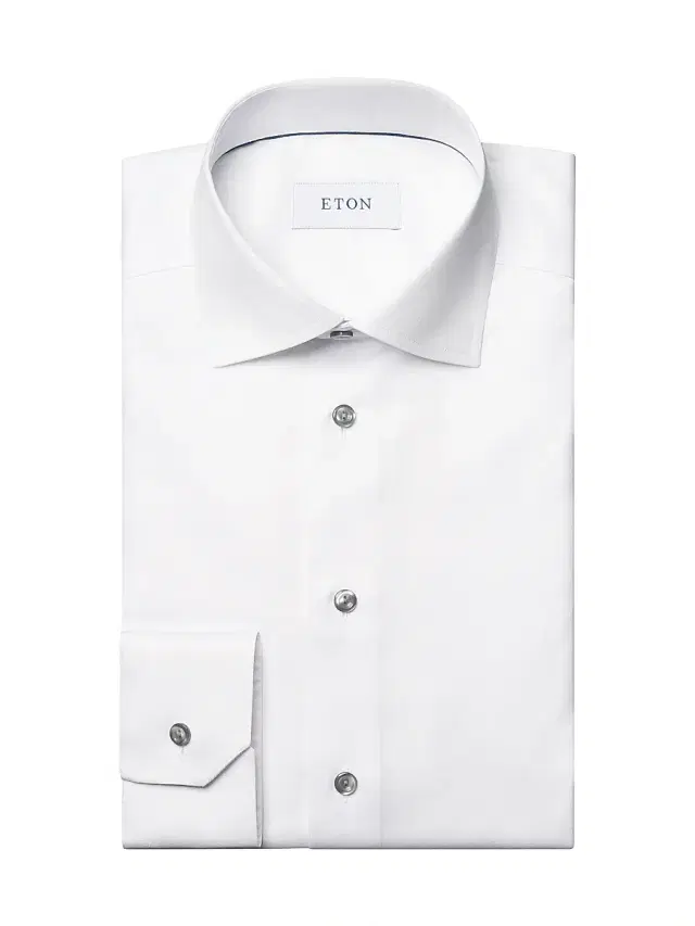 Men's Contemporary-Fit Twill Dress Shirt with Grey Details - White