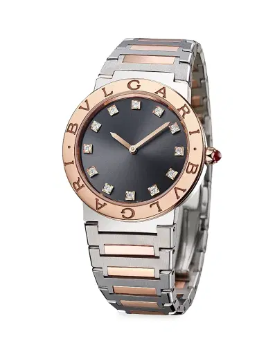 BVLGARI Women's Bvlgari Bvlgari Solotempo Stainless Steel, Rose Gold & Diamond Watch - Rose Gold | Thumbnail 1