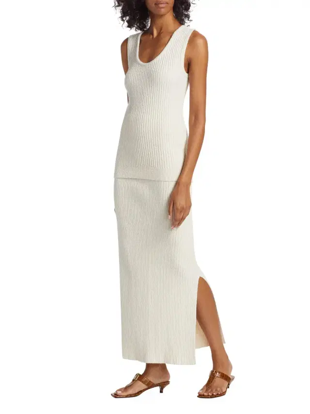 Women's Bouclé Knit Maxi Skirt - Ecru