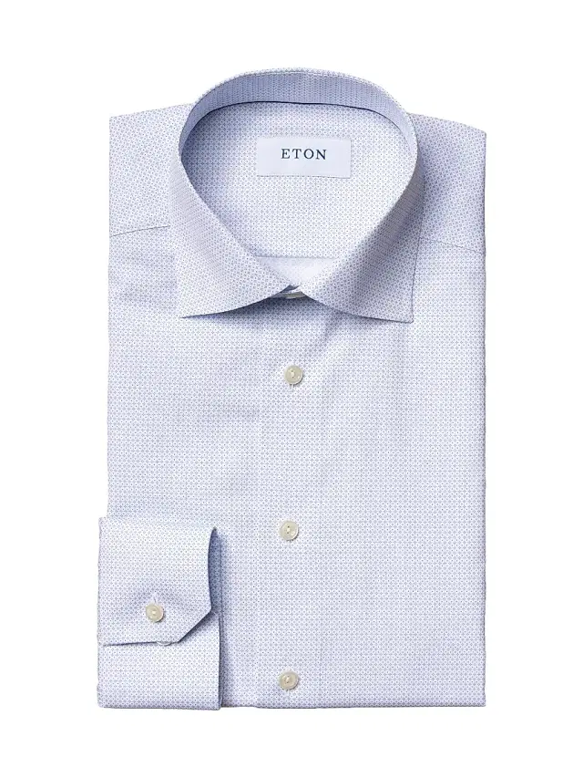 Men's Contemporary-Fit Micro Print Long-Sleeve Dress Shirt - Blue