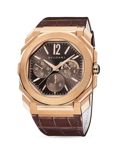 BVLGARI Men's Octo Finissimo 18K Rose Gold & Alligator Leather Chronograph Watch - Brown | Thumbnail 3 BVLGARI Men's Octo Finissimo 18K Rose Gold & Alligator Leather Chronograph Watch - Brown | Thumbnail 3