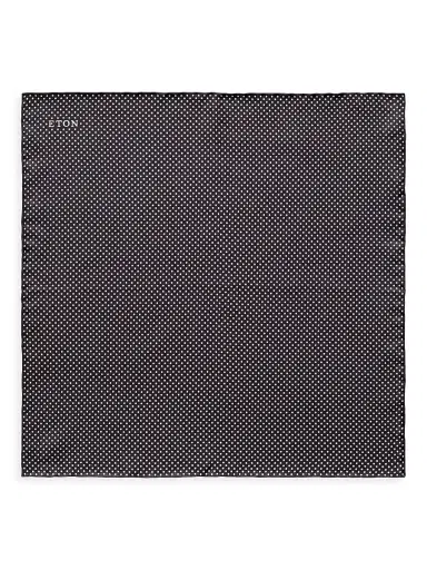 Eton Men's Silk Polka Dot Pocket Square - Black | Thumbnail 2