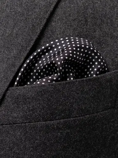 Eton Men's Silk Polka Dot Pocket Square - Black | Thumbnail 3