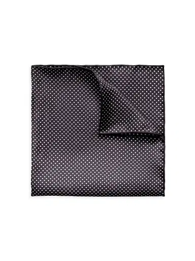 Eton Men's Silk Polka Dot Pocket Square - Black | Thumbnail 1