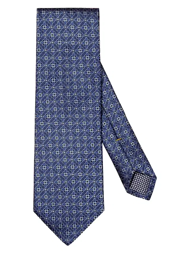 Men's Floral Silk Tie - Navy