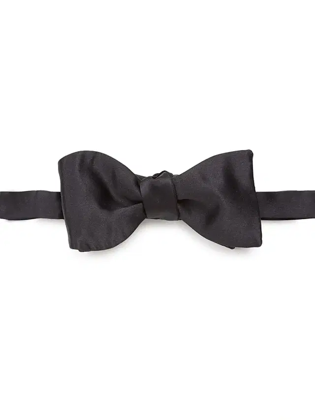 Men's Solid Silk Self-Tied Bow Tie - Black Men's Solid Silk Self-Tied Bow Tie - Black