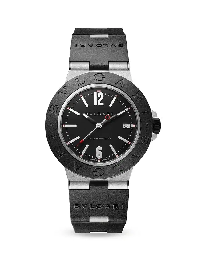 Men's Aluminium, Titanium & Rubber Strap Watch - Black