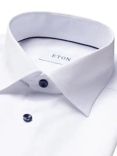 Eton Men's Contemporary Fit Twill Shirt - White - Size 15 | Thumbnail 4