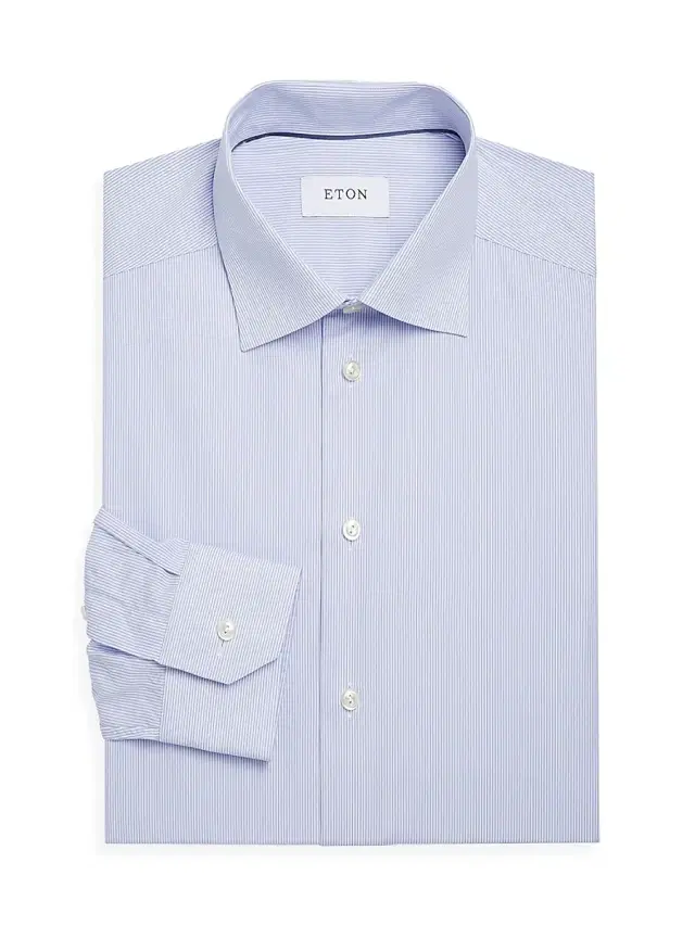 Men's Slim-Fit Fine Striped Dress Shirt - Blue