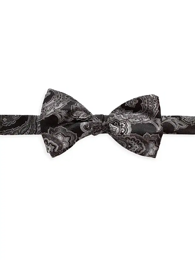 Eton Men's Paisley Silk-Blend Pre-Tied Bow Tie - Black