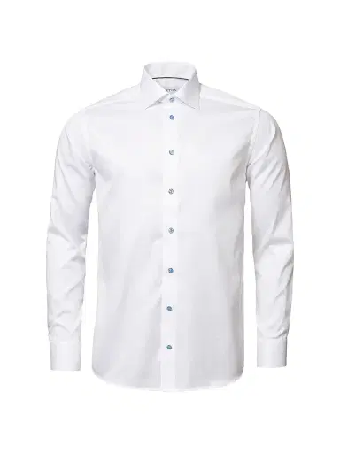 Eton Men's Contemporary-Fit Twill Dress Shirt with Blue Details - White - Size 16.5 | Thumbnail 2