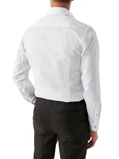Eton Men's Contemporary-Fit Twill Dress Shirt with Blue Details - White - Size 16.5 | Thumbnail 4