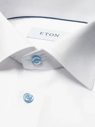 Eton Men's Contemporary-Fit Twill Dress Shirt with Blue Details - White - Size 16.5 | Thumbnail 6