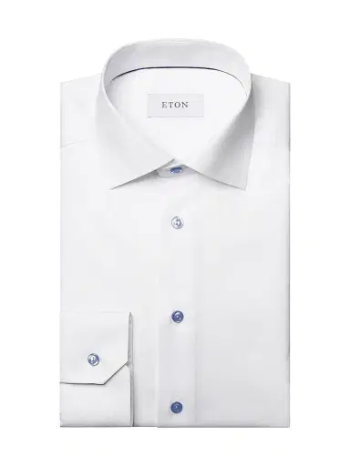 Eton Men's Contemporary-Fit Twill Dress Shirt with Blue Details - White - Size 16.5 | Thumbnail 1