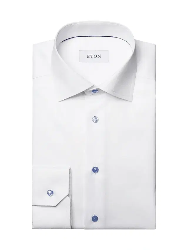Men's Contemporary-Fit Twill Dress Shirt with Blue Details - White