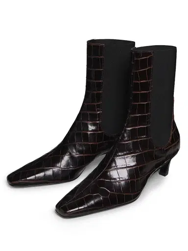 TOTEME Women's The Mid-Heel 50MM Crocodile-Embossed Leather Ankle Boots - Dark Brown Croco - Size 11 | Thumbnail 2 TOTEME Women's The Mid-Heel 50MM Crocodile-Embossed Leather Ankle Boots - Dark Brown Croco - Size 11 | Thumbnail 2