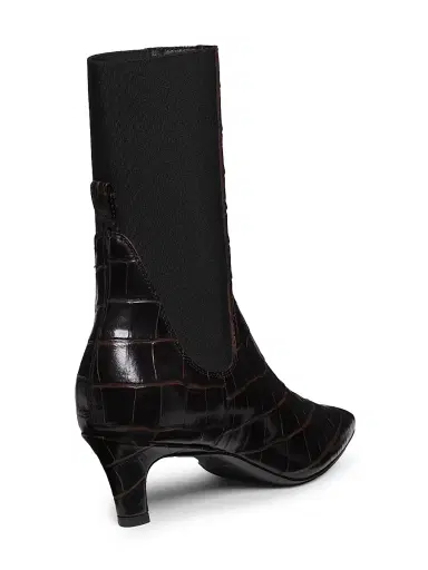 TOTEME Women's The Mid-Heel 50MM Crocodile-Embossed Leather Ankle Boots - Dark Brown Croco - Size 11 | Thumbnail 3 TOTEME Women's The Mid-Heel 50MM Crocodile-Embossed Leather Ankle Boots - Dark Brown Croco - Size 11 | Thumbnail 3