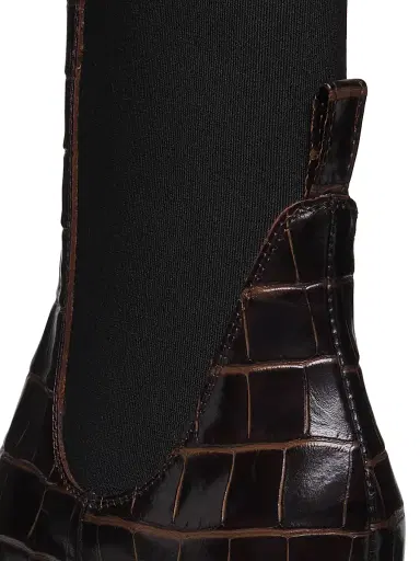 TOTEME Women's The Mid-Heel 50MM Crocodile-Embossed Leather Ankle Boots - Dark Brown Croco - Size 11 | Thumbnail 5 TOTEME Women's The Mid-Heel 50MM Crocodile-Embossed Leather Ankle Boots - Dark Brown Croco - Size 11 | Thumbnail 5