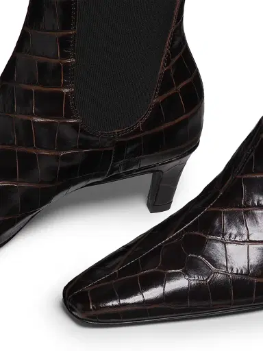 TOTEME Women's The Mid-Heel 50MM Crocodile-Embossed Leather Ankle Boots - Dark Brown Croco - Size 11 | Thumbnail 6 TOTEME Women's The Mid-Heel 50MM Crocodile-Embossed Leather Ankle Boots - Dark Brown Croco - Size 11 | Thumbnail 6