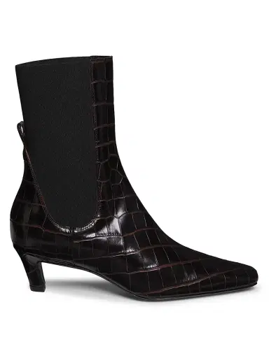 TOTEME Women's The Mid-Heel 50MM Crocodile-Embossed Leather Ankle Boots - Dark Brown Croco - Size 11 | Thumbnail 1 TOTEME Women's The Mid-Heel 50MM Crocodile-Embossed Leather Ankle Boots - Dark Brown Croco - Size 11 | Thumbnail 1