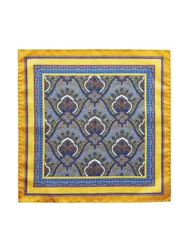 Eton Men's Silk Paisley Pocket Square - Yellow | Thumbnail 3 Eton Men's Silk Paisley Pocket Square - Yellow | Thumbnail 3