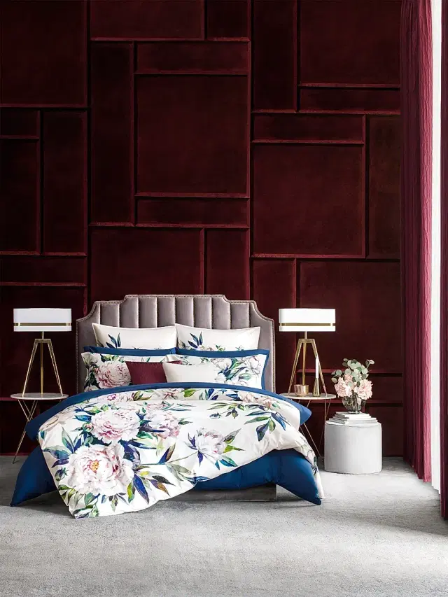 Togas Peonia Duvet Cover & Sham Collection - White Purple Blue Green King