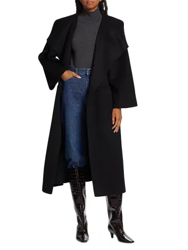 TOTEME Women's Open-Front Wool Coat - Black - Size Large | Thumbnail 2 TOTEME Women's Open-Front Wool Coat - Black - Size Large | Thumbnail 2
