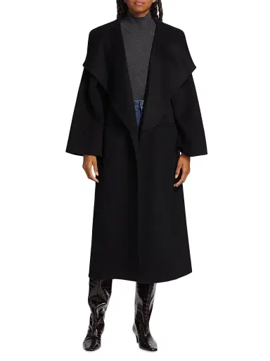 TOTEME Women's Open-Front Wool Coat - Black - Size Large | Thumbnail 3 TOTEME Women's Open-Front Wool Coat - Black - Size Large | Thumbnail 3