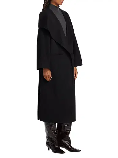 TOTEME Women's Open-Front Wool Coat - Black - Size Large | Thumbnail 4 TOTEME Women's Open-Front Wool Coat - Black - Size Large | Thumbnail 4