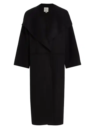 TOTEME Women's Open-Front Wool Coat - Black - Size Large | Thumbnail 1 TOTEME Women's Open-Front Wool Coat - Black - Size Large | Thumbnail 1