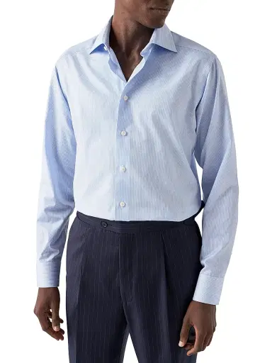 Eton Men's Contemporary-Fit Fine Striped Twill Shirt | Thumbnail 2 Eton Men's Contemporary-Fit Fine Striped Twill Shirt | Thumbnail 2