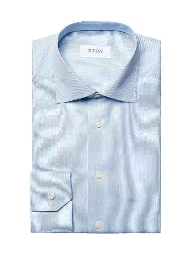 Eton Men's Contemporary-Fit Fine Striped Twill Shirt | Thumbnail 1 Eton Men's Contemporary-Fit Fine Striped Twill Shirt | Thumbnail 1