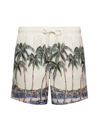 Eton Men's Palm Tree Drawstring Swim Shorts - Green | Thumbnail 1 Eton Men's Palm Tree Drawstring Swim Shorts - Green | Thumbnail 1
