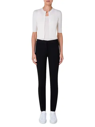 Akris punto Women's Elements Wool Cropped Cardigan - Cream - Size 16 | Thumbnail 2 Akris punto Women's Elements Wool Cropped Cardigan - Cream - Size 16 | Thumbnail 2