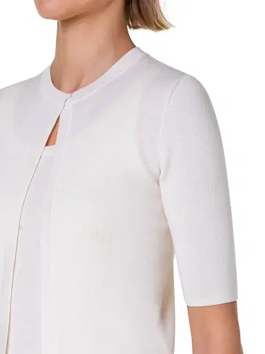 Akris punto Women's Elements Wool Cropped Cardigan - Cream - Size 16 | Thumbnail 6 Akris punto Women's Elements Wool Cropped Cardigan - Cream - Size 16 | Thumbnail 6