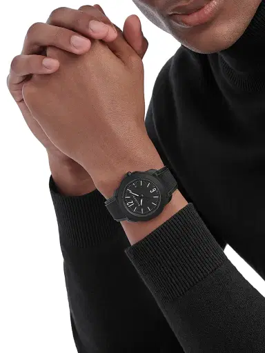 BVLGARI Men's Octo Roma Black Stainless Steel, Rubber & Alligator Leather Strap Watch/41MM - Black | Thumbnail 3