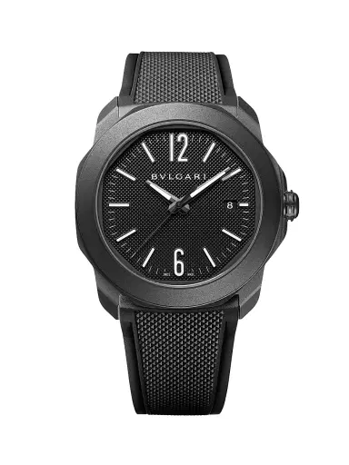 BVLGARI Men's Octo Roma Black Stainless Steel, Rubber & Alligator Leather Strap Watch/41MM - Black | Thumbnail 1