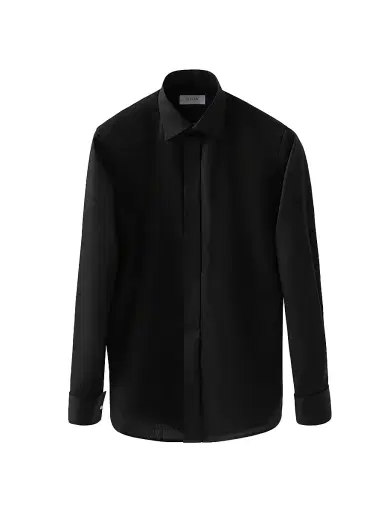 Eton Men's Slim-Fit Twill Fly Front Formal Shirt - Black | Thumbnail 2 Eton Men's Slim-Fit Twill Fly Front Formal Shirt - Black | Thumbnail 2