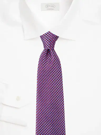 Eton Men's Micro Circle Silk Tie - Red | Thumbnail 2