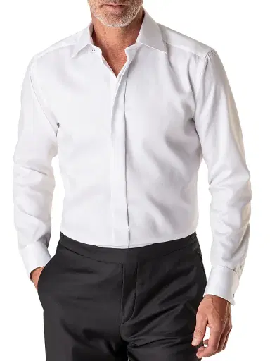Eton Men's Contemporary Fit Diamond Weave Formal Shirt - White - Size 18 | Thumbnail 5 Eton Men's Contemporary Fit Diamond Weave Formal Shirt - White - Size 18 | Thumbnail 5