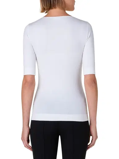 Akris punto Women's Elements Jersey Square Neck Top - Off White - Size 16 | Thumbnail 5
