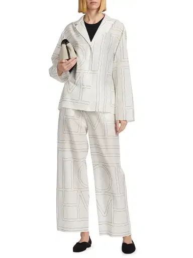 TOTEME Women's Monogram Cotton-Blend Pajama-Style Top | Thumbnail 2 TOTEME Women's Monogram Cotton-Blend Pajama-Style Top | Thumbnail 2