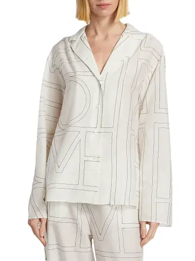 TOTEME Women's Monogram Cotton-Blend Pajama-Style Top | Thumbnail 3 TOTEME Women's Monogram Cotton-Blend Pajama-Style Top | Thumbnail 3
