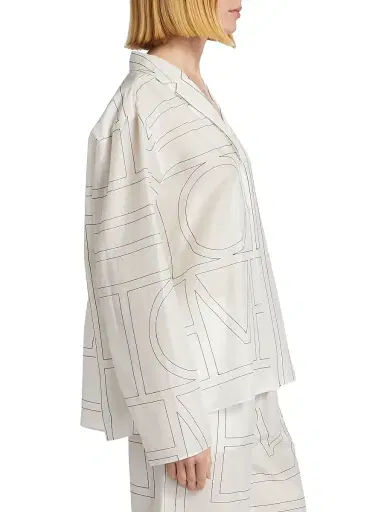 TOTEME Women's Monogram Cotton-Blend Pajama-Style Top | Thumbnail 4 TOTEME Women's Monogram Cotton-Blend Pajama-Style Top | Thumbnail 4
