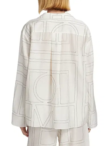 TOTEME Women's Monogram Cotton-Blend Pajama-Style Top | Thumbnail 5 TOTEME Women's Monogram Cotton-Blend Pajama-Style Top | Thumbnail 5